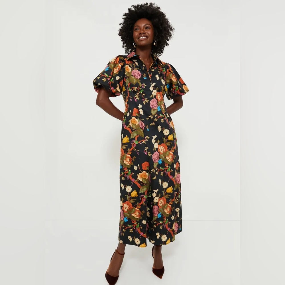 Tuckernuck| Baroque Floral Delaney Short Puff Sleeve Maxi Dress Size XXL - Picture 9 of 9